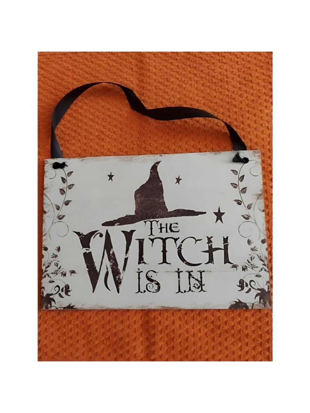 Halloween Hanging Welcome Sign Trick or Treat Wooden Plaque Board